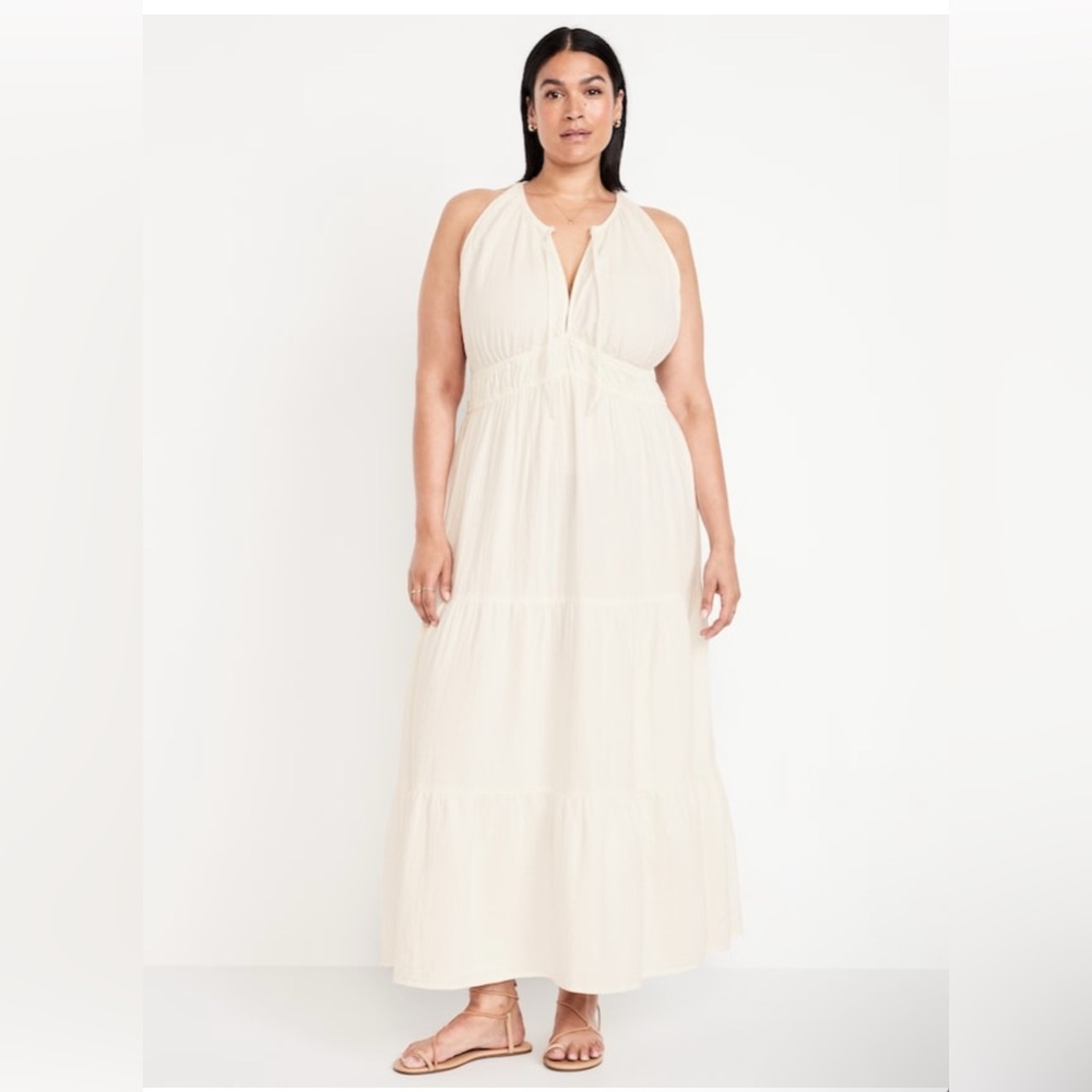 Chic Fit and Flare Crinkle Gauze Dress